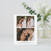 Eenvoudige minimalistische 4 foto modern script br bedankkaart (Staand voorkant)