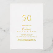 Eenvoudige minimalistische 50e verjaardag Gold Folie Uitnodiging (Voorkant)
