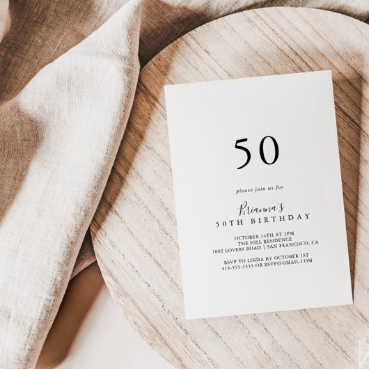 Eenvoudige minimalistische 50e verjaardag kaart