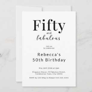 Eenvoudige Minimalistische 50ste Verjaardagsfeest  Kaart