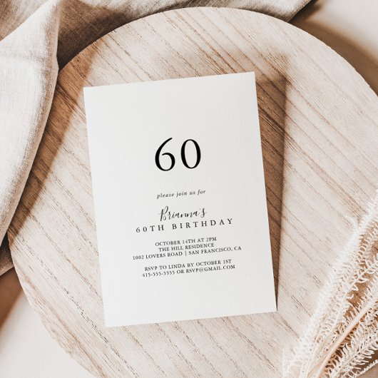 Eenvoudige minimalistische 60e verjaardag kaart