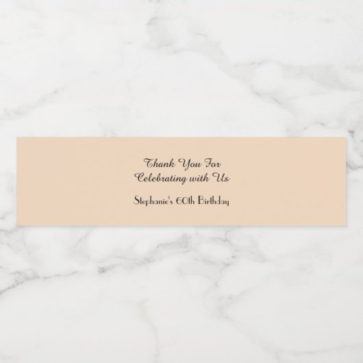 Eenvoudige minimalistische 60e verjaardagsfeestje waterfles etiket (Enkel label)