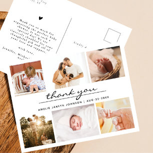 Eenvoudige Minimalistische 6 Foto Collage Baby Bed Briefkaart