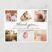 Eenvoudige minimalistische 6 fotocollage Baby dank Briefkaart (Voorkant)