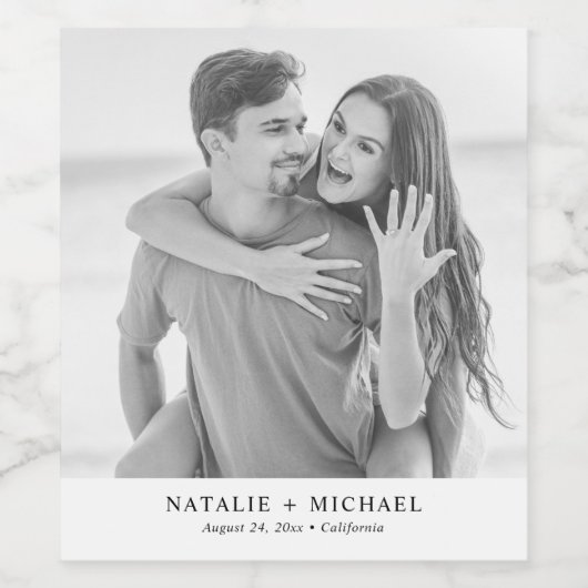 Eenvoudige, minimalistische aangepaste bruiloft fo wijn etiket (Enkel label)