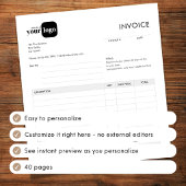 Eenvoudige Minimalistische Aangepaste Factuur Met  Notitieblok