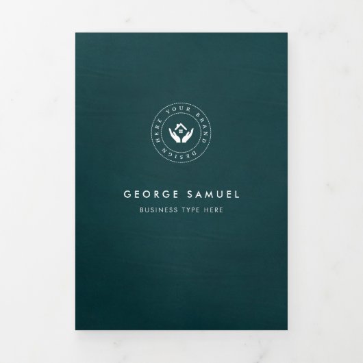 Eenvoudige minimalistische aangepaste Logo & Afbee Drieluik Kaart (Cover)