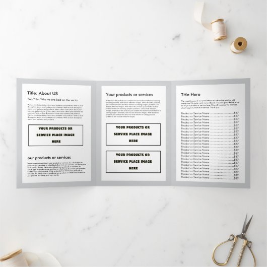 Eenvoudige minimalistische aangepaste Logo & Afbee Drieluik Kaart (Binnen)