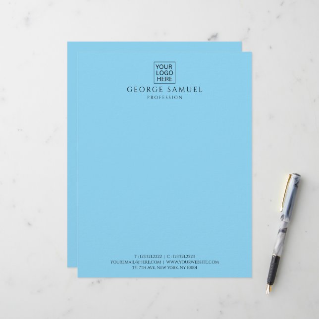 Eenvoudige minimalistische aangepaste Logo en teks Briefhoofd (Voorkant / Achterkant in situ)