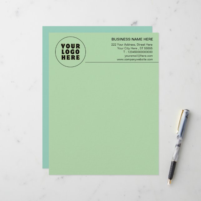 Eenvoudige minimalistische aangepaste Logo en teks Briefhoofd (Voorkant / Achterkant in situ)