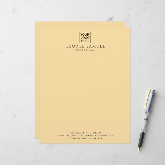 Eenvoudige minimalistische aangepaste Logo en teks Briefhoofd (Voorkant / Achterkant in situ)