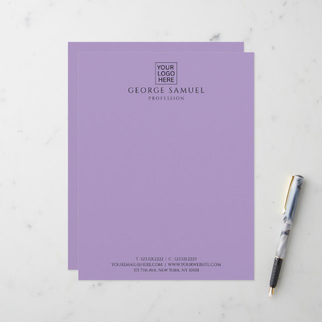 Eenvoudige minimalistische aangepaste Logo en teks Briefhoofd (Voorkant / Achterkant in situ)