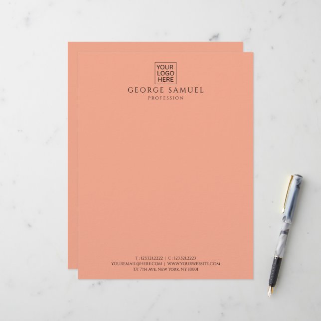 Eenvoudige minimalistische aangepaste Logo en teks Briefhoofd (Voorkant / Achterkant in situ)