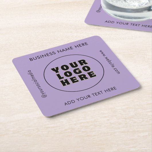 Eenvoudige minimalistische aangepaste Logo en teks Kartonnen Onderzetters (Schuin)