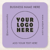 Eenvoudige minimalistische aangepaste Logo en teks Kartonnen Onderzetters (Voorkant)