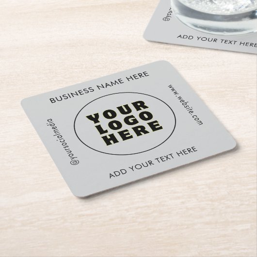 Eenvoudige minimalistische aangepaste Logo en teks Kartonnen Onderzetters (Schuin)