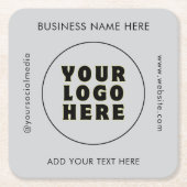 Eenvoudige minimalistische aangepaste Logo en teks Kartonnen Onderzetters (Voorkant)