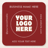 Eenvoudige minimalistische aangepaste Logo en teks Kartonnen Onderzetters (Voorkant)