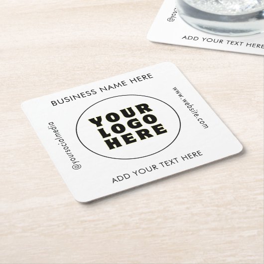 Eenvoudige minimalistische aangepaste Logo en teks Kartonnen Onderzetters (Schuin)