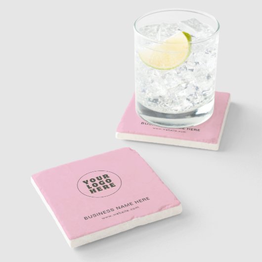 Eenvoudige minimalistische aangepaste Logo en teks Stenen Onderzetter (Zijkant)