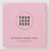 Eenvoudige minimalistische aangepaste Logo en teks Stenen Onderzetter (Voorkant)