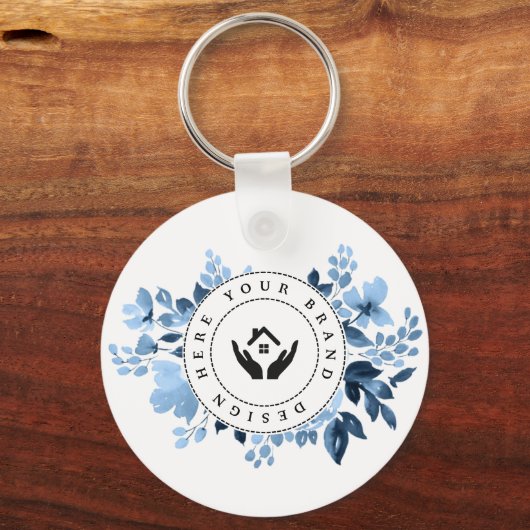 Eenvoudige minimalistische aangepaste Logo Sleutel Sleutelhanger (Voorkant)