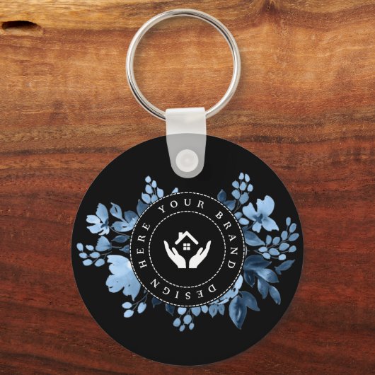 Eenvoudige minimalistische aangepaste Logo Sleutel Sleutelhanger (Voorkant)