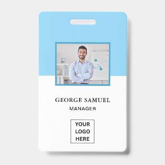 Eenvoudige Minimalistische Aangepaste Logo & Tekst Badge (Voorzijde)