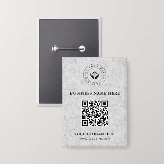 Eenvoudige Minimalistische Aangepaste Logo & Tekst Button (Voorkant / Achterkant)