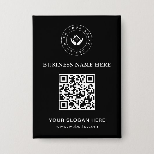 Eenvoudige Minimalistische Aangepaste Logo & Tekst Button (Voorkant)