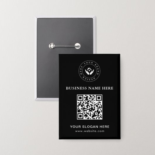 Eenvoudige Minimalistische Aangepaste Logo & Tekst Button (Voorkant / Achterkant)