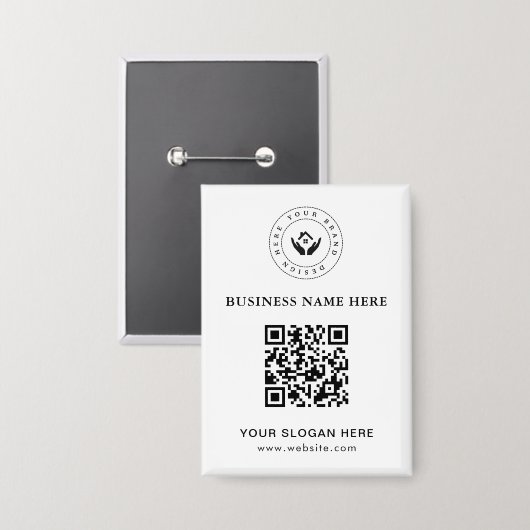 Eenvoudige Minimalistische Aangepaste Logo & Tekst Button (Voorkant / Achterkant)