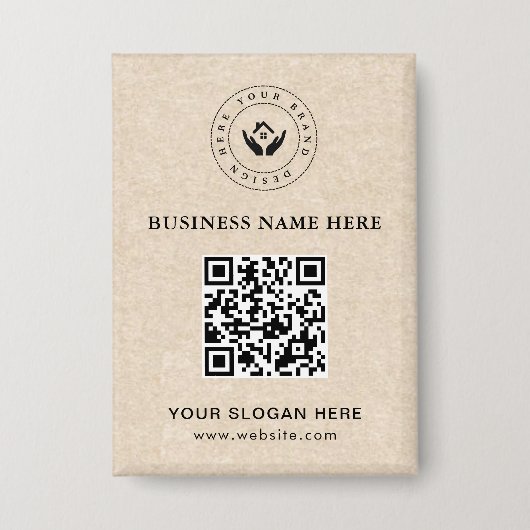 Eenvoudige Minimalistische Aangepaste Logo & Tekst Button (Voorkant)