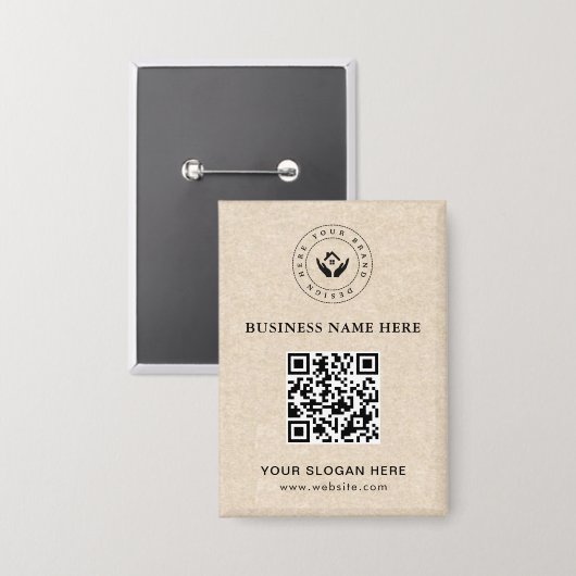 Eenvoudige Minimalistische Aangepaste Logo & Tekst Button (Voorkant / Achterkant)