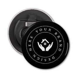 Eenvoudige Minimalistische Aangepaste Logo & Tekst Button Flesopener