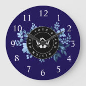 Eenvoudige Minimalistische Aangepaste Logo & Tekst Grote Klok (Voorkant)