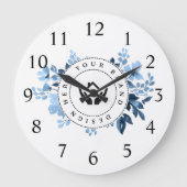 Eenvoudige Minimalistische Aangepaste Logo & Tekst Grote Klok (Voorkant)