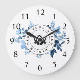 Eenvoudige Minimalistische Aangepaste Logo & Tekst Grote Klok