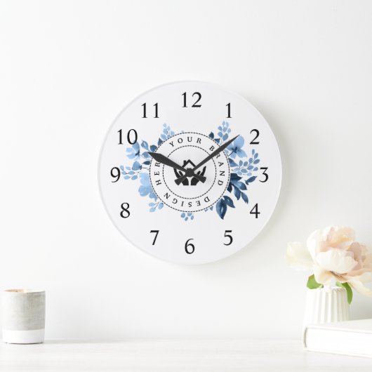 Eenvoudige Minimalistische Aangepaste Logo & Tekst Grote Klok (Huis)