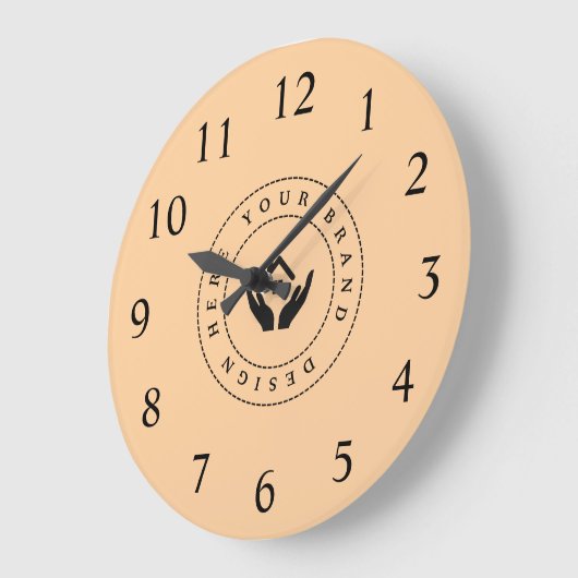 Eenvoudige Minimalistische Aangepaste Logo & Tekst Grote Klok (Hoek)