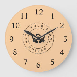 Eenvoudige Minimalistische Aangepaste Logo & Tekst Grote Klok