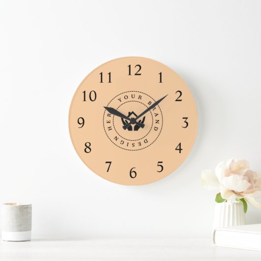 Eenvoudige Minimalistische Aangepaste Logo & Tekst Grote Klok (Huis)