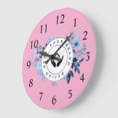 Eenvoudige Minimalistische Aangepaste Logo & Tekst Grote Klok (Hoek)