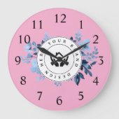 Eenvoudige Minimalistische Aangepaste Logo & Tekst Grote Klok (Voorkant)