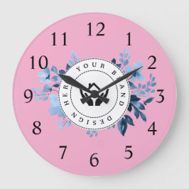 Eenvoudige Minimalistische Aangepaste Logo & Tekst Grote Klok