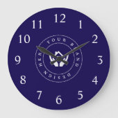 Eenvoudige Minimalistische Aangepaste Logo & Tekst Grote Klok (Voorkant)