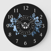 Eenvoudige Minimalistische Aangepaste Logo & Tekst Grote Klok (Voorkant)