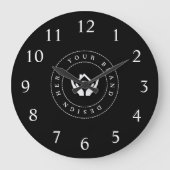 Eenvoudige Minimalistische Aangepaste Logo & Tekst Grote Klok (Voorkant)