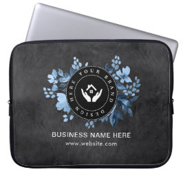 Eenvoudige Minimalistische Aangepaste Logo & Tekst Laptop Sleeve