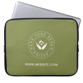 Eenvoudige Minimalistische Aangepaste Logo & Tekst Laptop Sleeve